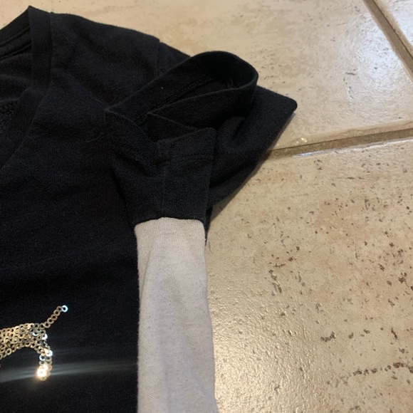 PINK Victoria's Secret Black & White Sequin Dog Tee - M - Picture 5 of 7